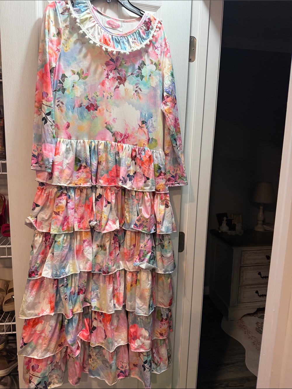 Girls Floral Ruffled Tiered Dress - Multicolor